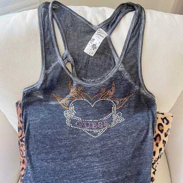 GUESS ヴィンテージ　チューブトップ　y2k Guess vintage y2k women's pink silk strappy back tank top
