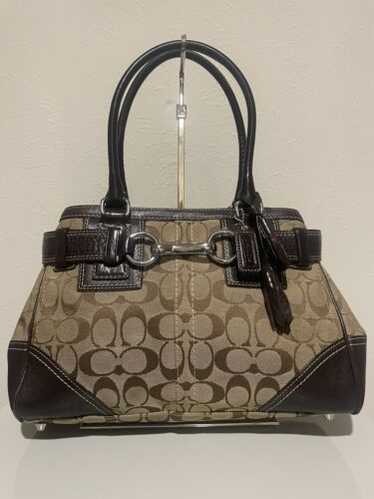 美品COACH ハンドバッグ F10245 シグネチャー ダークブラウン COACH - 美品COACH ハンドバッグ F10245 シグネチャー ダーク