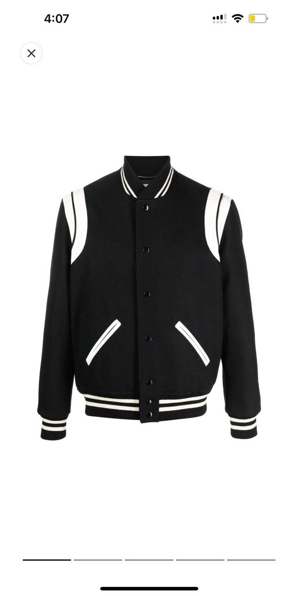【関税込み】saint laurent Saint Laurent Teddy' bomber jacket YSL SAINT LAURENT BOMBER JACKET/VARSITY TEDDY BACK LOGO