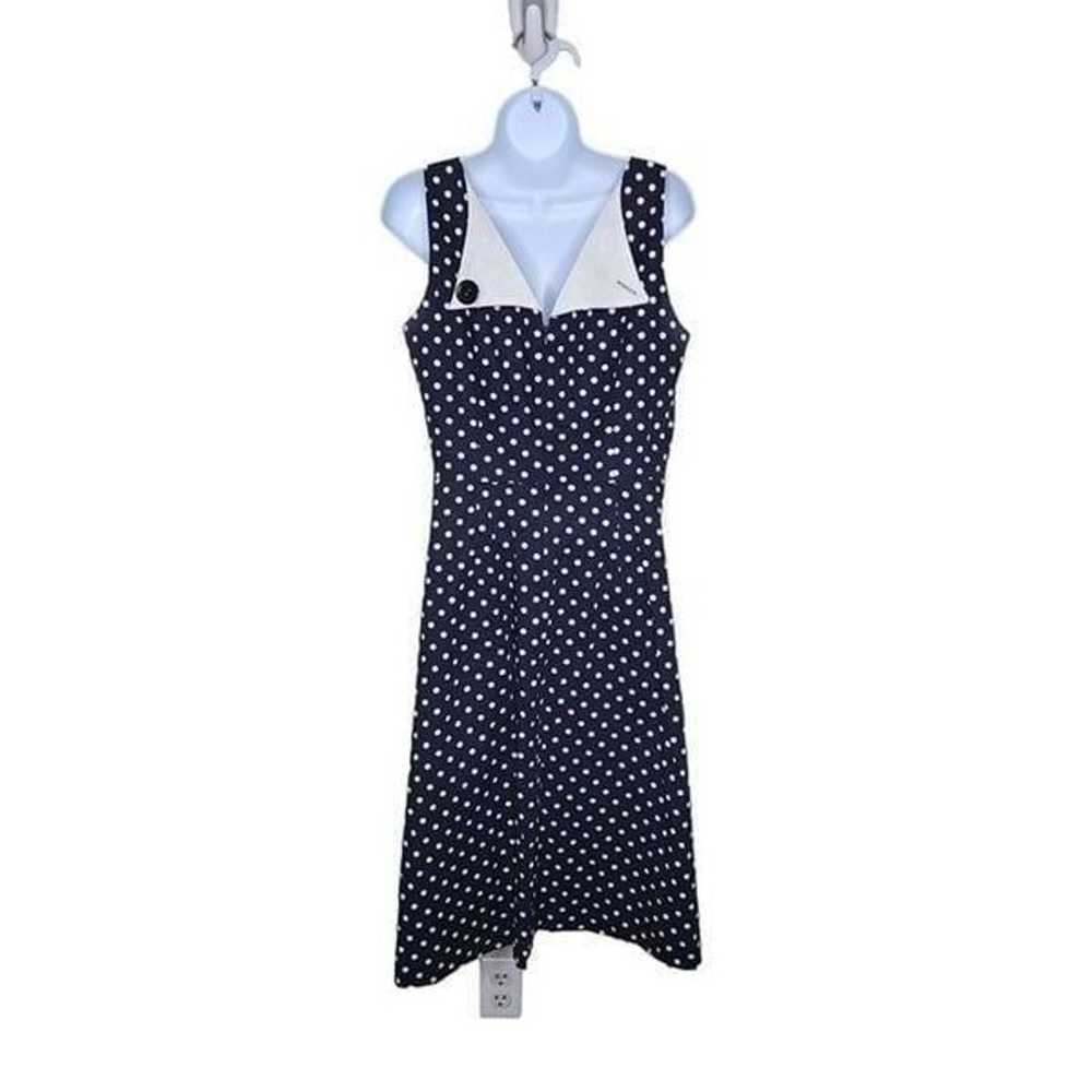Vintage 90s A Line Dress Womens Size 8 Black White Polka Dot Sleeveless