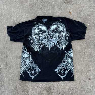 Vintage MMA Elite Shirt Mens XL Gray 2000s Y2K Cross Grunge