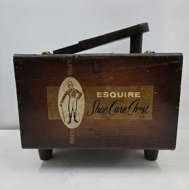 Vintage Esquire Shoe Care Chest Shoe Shine Wooden Box Made