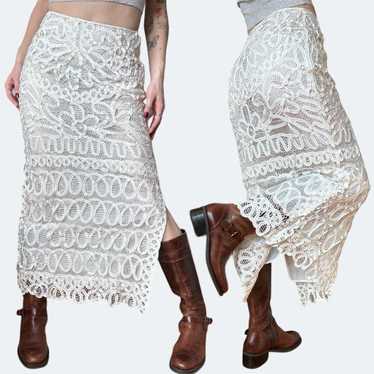 Vintage Women's Maxi Skirt - Cream/White - 4 – vi… - image 1