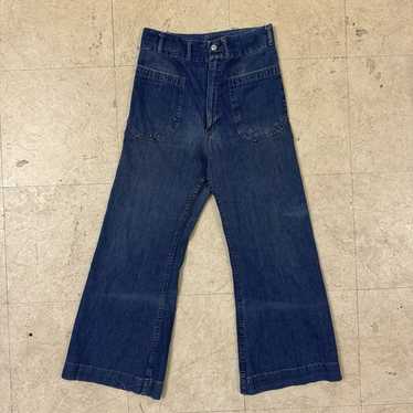 パンツ 70s Vintage SEAFARER Denim Sailor Pants 70s Seafarer Deadstock Flared Unisex Sailor Dungarees