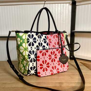 【Kate Spade】everything spade flower raffia medium tote New Kate Spade Spade Flower Raffia Everything Medium Tote