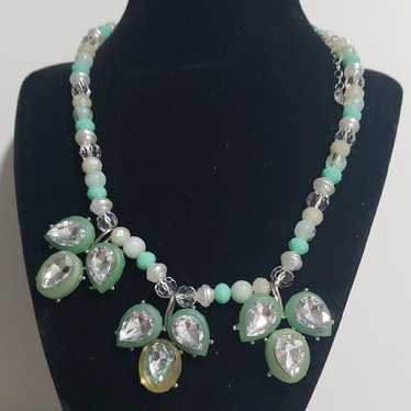 Source Unknown Green And Silver Statement Necklace - image 1
