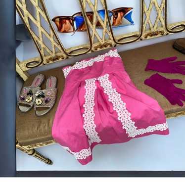 Pink Skirt With White Lace Trim - image 1