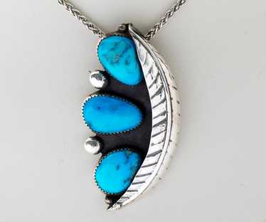 Jimmy Henderson Vintage Native American Navajo Turquoise Sterling Silver Necklace