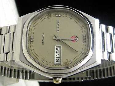 Vintage 1970s Rado Voyager Silver & Diamond Accent Dial