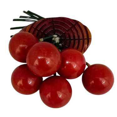 アクセサリー takanadaisuke Red cherry brooch RED CHERRY Brooch, Handmade Beaded Accessory, Swarovski