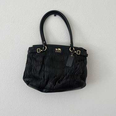 希少！MADISON BAG 1994's Vintage 新品 Vintage 90s Coach Black Madison Leather Satchel Bowling Bag