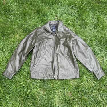 ジャケット・アウター OLD GAP LEATHER JACKET XL Vintage GAP Men's Leather Jacket Size XXL - Genuine Leather