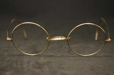 ★VIEWMAP★ LINEAR round half Windsor rim type lower gold fr Eyewear - Windsor Rim Concept - shiny gold/mottled sand