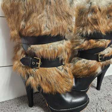 【美品】UGGアグ22.5cmヒールファーミドルブーツ　foxley boots 美品】UGGアグ22.5cmヒールファーミドルブーツ foxley boots