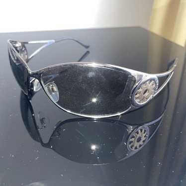 未使用品 BVLGARI sunglasses round タグ付き BVLGARI COIN Black Gradient Gold Jewel Strass Logo Round