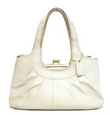 バッグ COACH Ergo Hobo White Leather Signature Authentic COACH Ergo 2 Tone Leather Hobo White And Red 9294