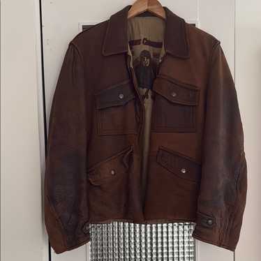 80's Vintage Mens Chevignon Brown Leather Flight Bomber