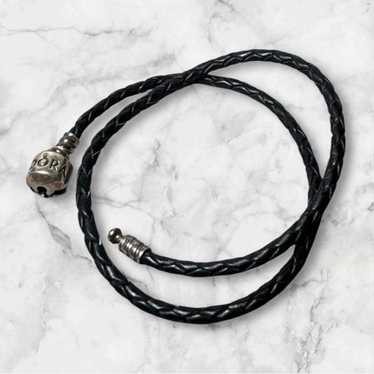 Pandora ブレーデッドレザー Tバー　黒編み込みレザー Pandora black double leather - Gem