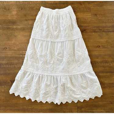 Women's Midi Skirt - White - XS – White Tiered Mi… - image 1