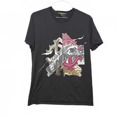 ロベルトカバッリ Tシャツ 半袖 スネーク アニマル柄 レギュラーフィット L Roberto cavalli black t - Gem