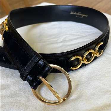 Salvatore Ferragamo エナメル レザーベルト オレンジ Salvatore Ferragamo エナメル レザーベルト オレンジ 小物