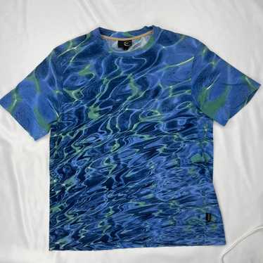 Tシャツ・カットソー JUST CAVALLI Men T-shirt Blue 77OAHT08CJ500 V04 NWOT JUST CAVALLI Men's Hawaiian Print Cotton Short Sleeve
