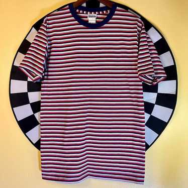 90s USA製 BASIC EDITIONS ボーダー Tシャツ 薄茶×黒 M
