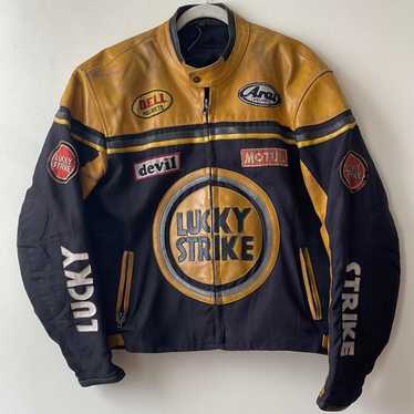 Lucky Strike Motorbike Original Cowhide Leather Jacket With