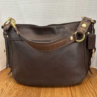 VIP【関税送料無料】希少 COACH BROWN LEATHER ZOE SHOULDER BAG Coach Zoe Signature Shoulder Bag Womens Burgundy Canvas