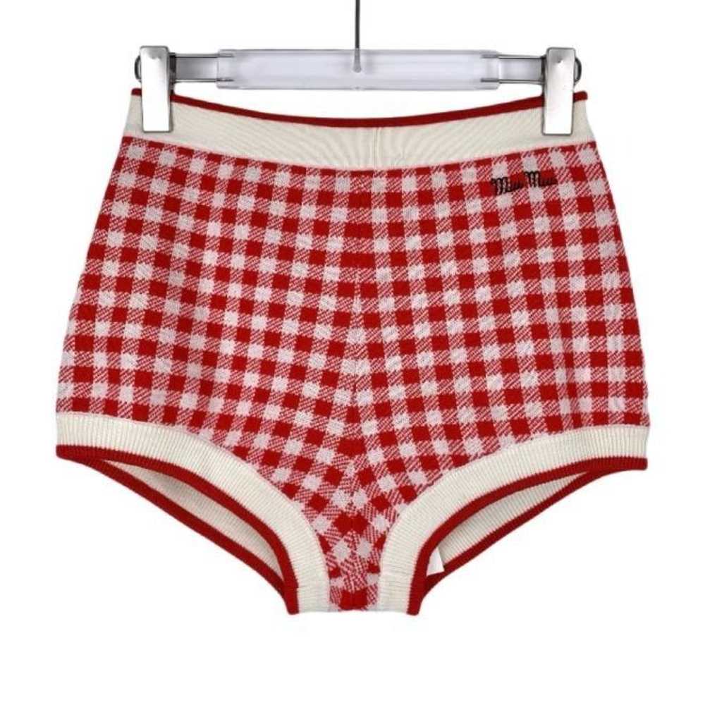 Miu Miu Miu Miu Red & White Checkered Cotton Knit… - image 1