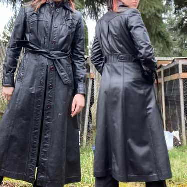70s leather trench coat - Gem