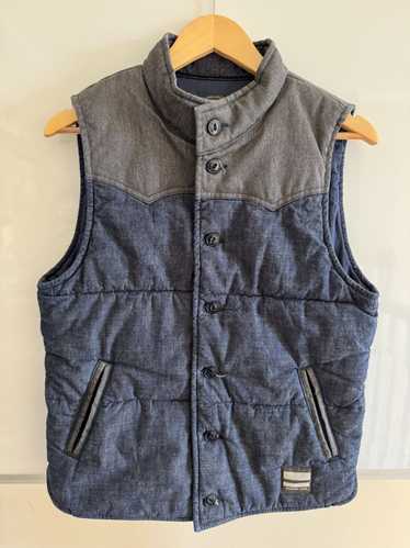 桃太郎ジーンズMOMOTARO JEANS インディゴ切替 中綿 ベストＬ　3 桃太郎ジーンズ インディゴ刺し子 ベスト Momotaro Jeans 刺子