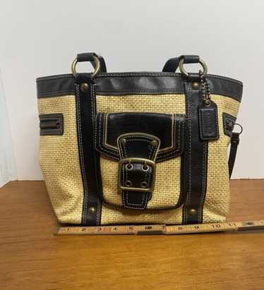 未使用級 黒 vintage coach old straw bag かごバッグ Coach straw basket bag - Gem