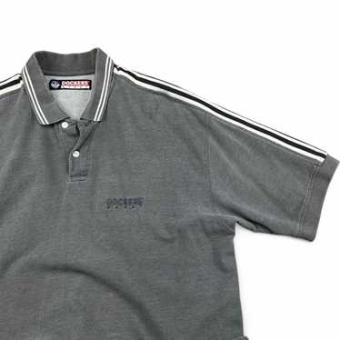 トップス 90s DOCKERS check Polo shirts 90s Dockers Gray & White Striped Polo Shirt L - Etsy