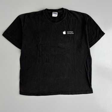 90s apple アップル Hanes Tシャツ ビッグロゴ ブラック XL ヴィンテージ 90s Appleロゴクルーネック半袖Tシャツ ブラック