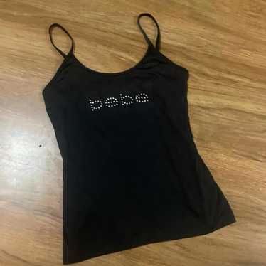 Vintage Bebe Sport Shirt Womens M Medium Black Sleeveless