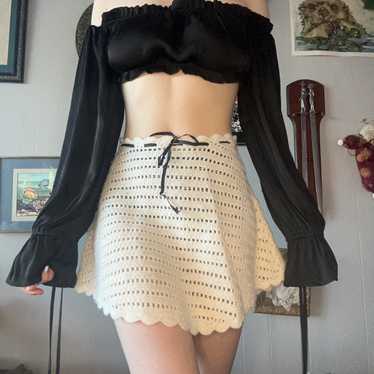 Vintage Women's Skirt - White/Cream - S – Cream/W… - image 1