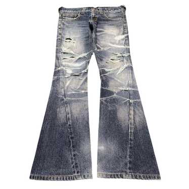 パンツ TORNADO MART Bleached Flare Denim 3063 TORNADO MART Flare Bleach Denim Jeans - Etsy