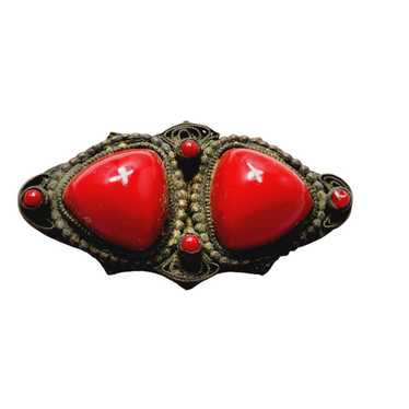 Vintage 1950s Large Red Brooch - Jewels Past | Vintage