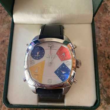 S525 Adee Kaye Ak324-m Beverly Hills Chronograph Watch With