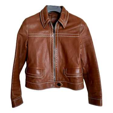 ジャケット・アウター OLD PRADA LEATHER JACKAT Prada Authentic Vintage 90s Rounded Collar Leather Jacket w