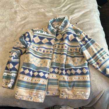 USA VINTAGE teddi PATTERNED DESIGN ZIP UP FLEECE JACKET MADE