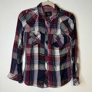 Rails Hunter Button Down in Wine & White Burgundy… - image 1