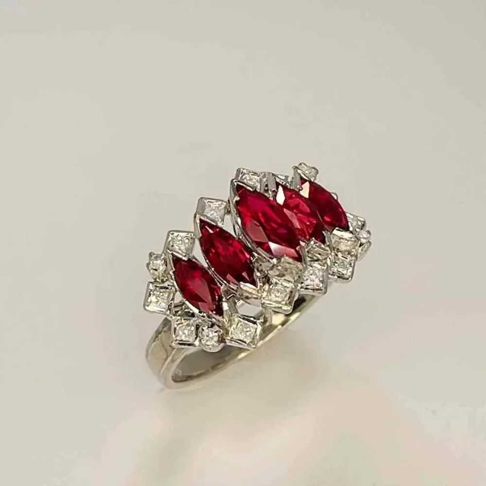 Dazzling Unique Unheated Ruby Cluster Ring Ruby W… - image 9
