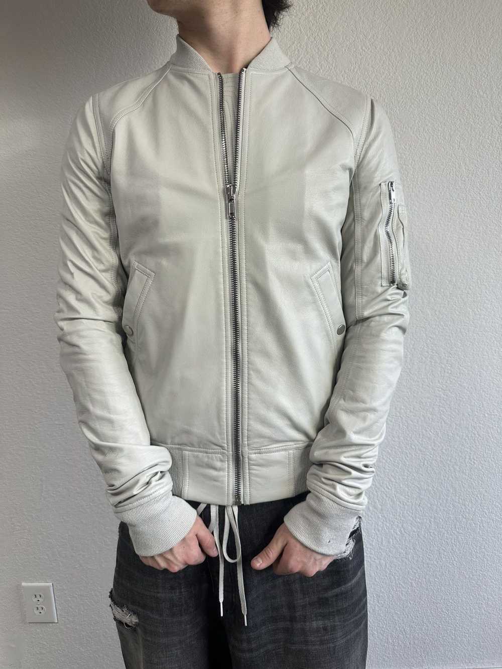 Rick Owens Rick Owens Mainline White Leather Bomber