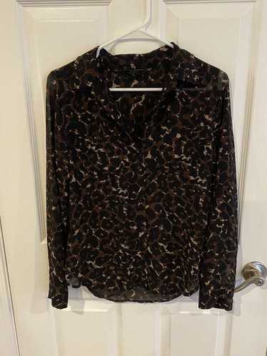 Guess Women's Sheer Leopard Print Button Down Blo… - image 1