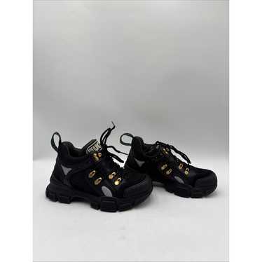 【グッチ】Flashtrek スニーカー レザー ビジュー 34.5 黒 GUCCI Sega Flashtrek sneaker shoes Black US5 UK34.5 low cut