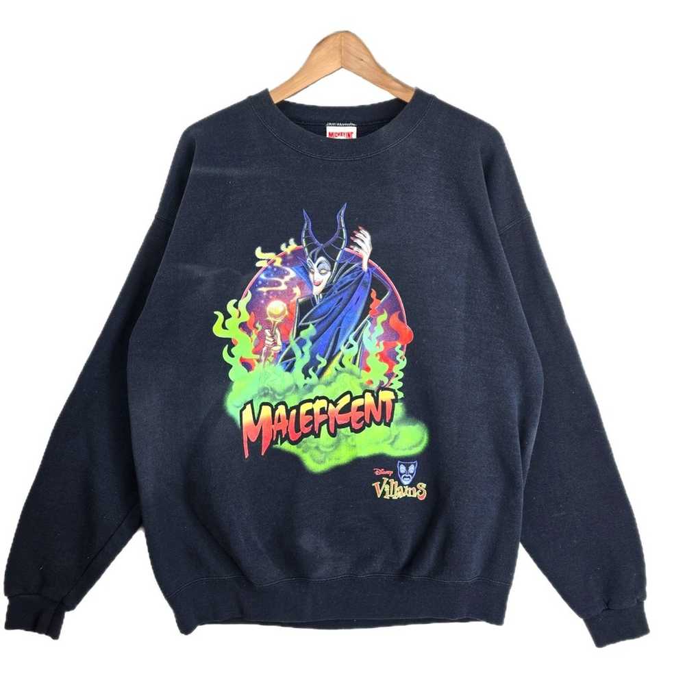 Vintage Disney Villains Maleficent Sweatshirt Large Dragon Double Sided 90s Fade