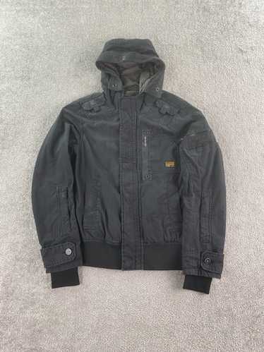 G STAR RAW Mens Multi Pocket Hooded Bomber Jacket Coat Black