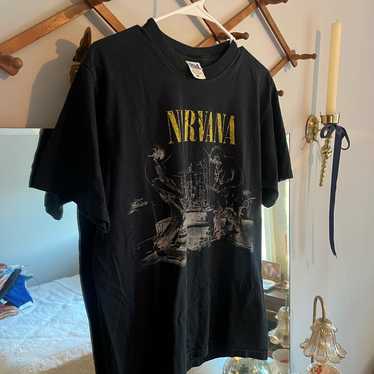 トップス NIRVANA 00s VESTIBULE 1996 ANVIL LARGE 1990 Nirvana Vestibule Sub Pop Bleach Era UK Tour Vintage